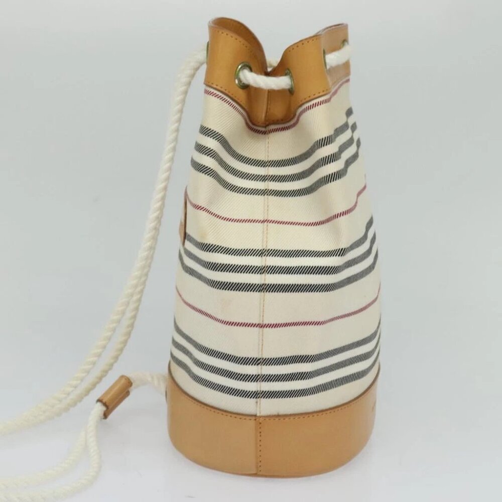 BURBERRY Shoulder Bag Canvas Leather White - Picture 5 of 16